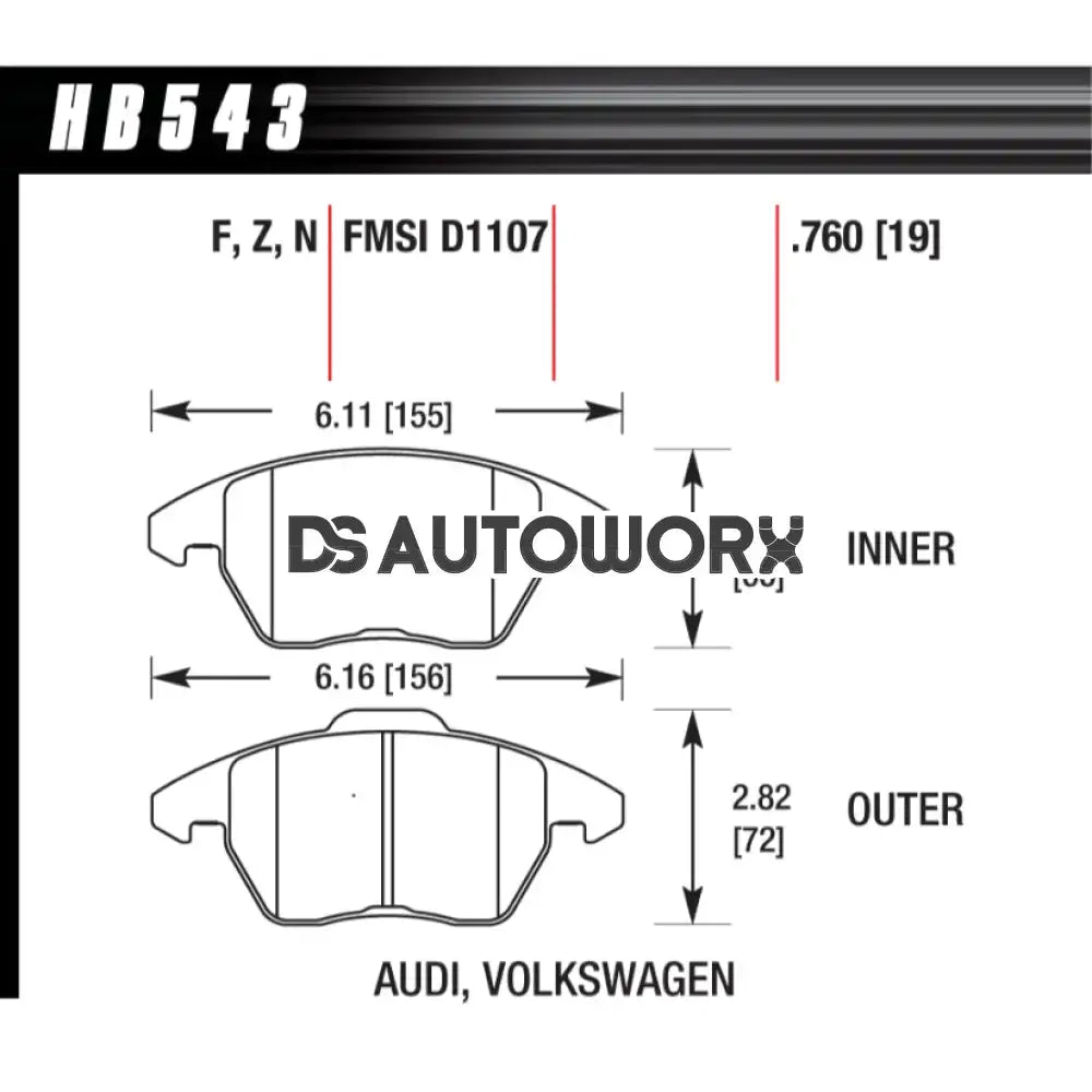 HAWK Performance PC Performance Ceramic Street Brake Pads Front - HB543Z.760