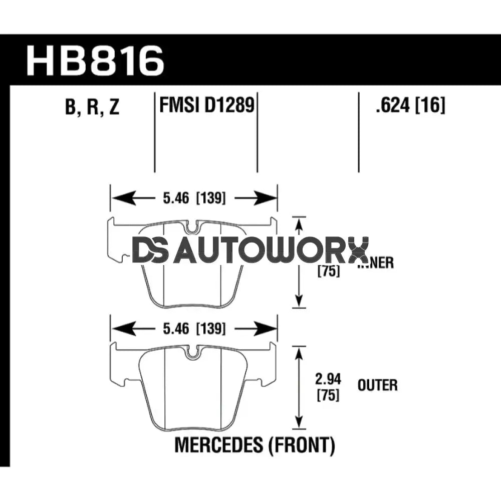 HAWK Performance PC Performance Ceramic Street Brake Pads Front - HB816Z.624 Secondary image