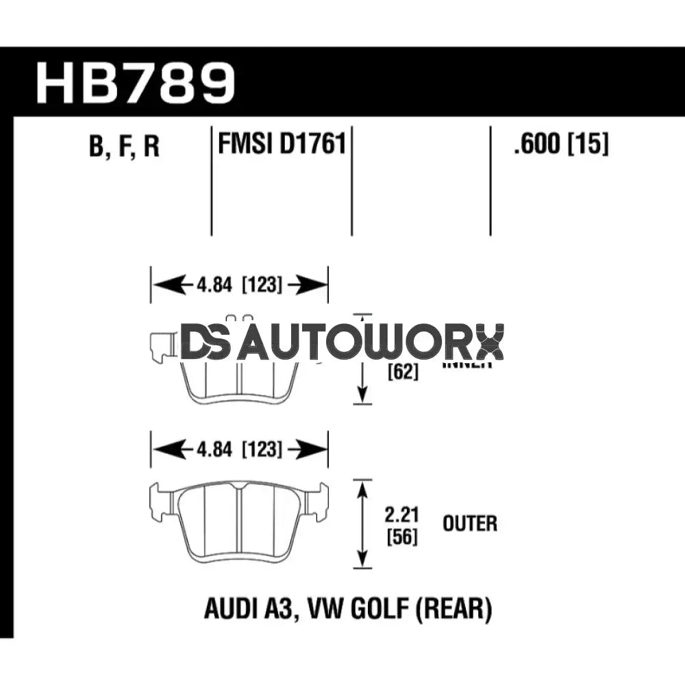 HAWK Performance PC Performance Ceramic Street Brake Pads Rear - HB789Z.600 Secondary image