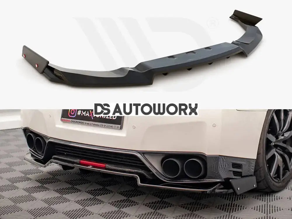 Maxton Design Central Rear Splitter + Flaps Nissan GTR R35 Facelift