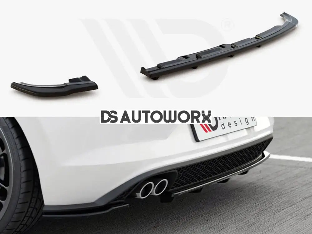 Maxton Design Central Rear Splitter W Vertical Bars Volkswagen Polo MK6 GTI 17-21 Main image