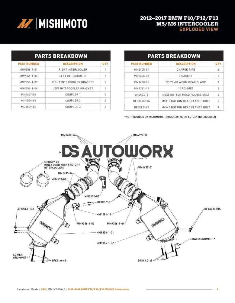 Mishimoto Performance Air to Water Intercooler BMW M5 M6 12-16