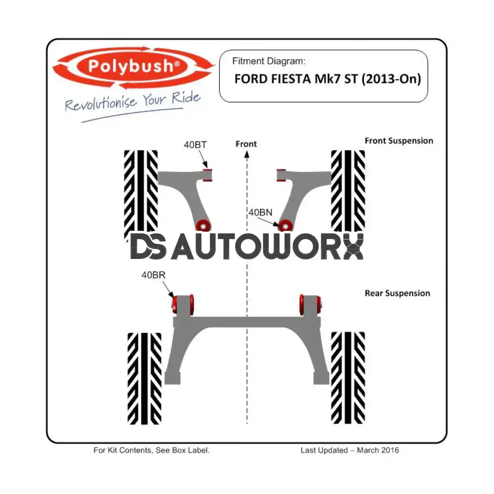 PolyBush Front Wishbone Rear Bush Ford Fiesta ST 180 MK7 13-17