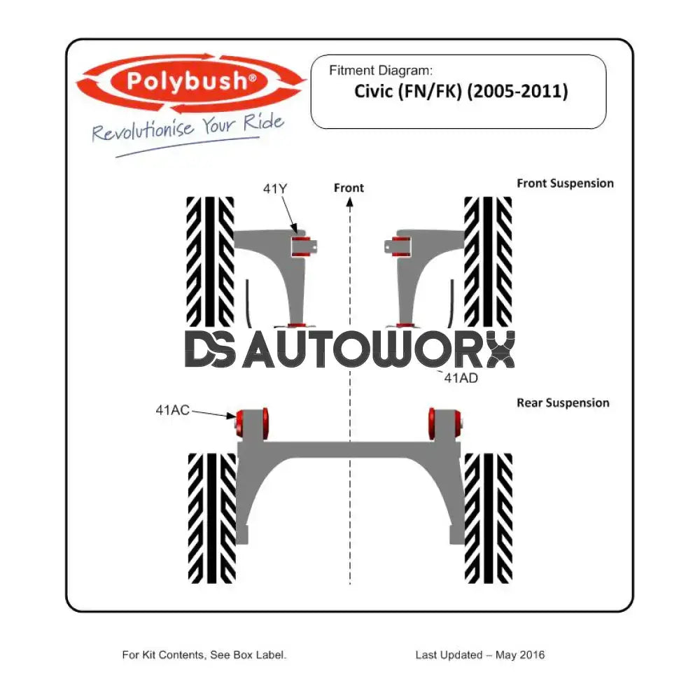 PolyBush Front Wishbone Rear Bush Honda Civic Type-R FN2 Secondary image