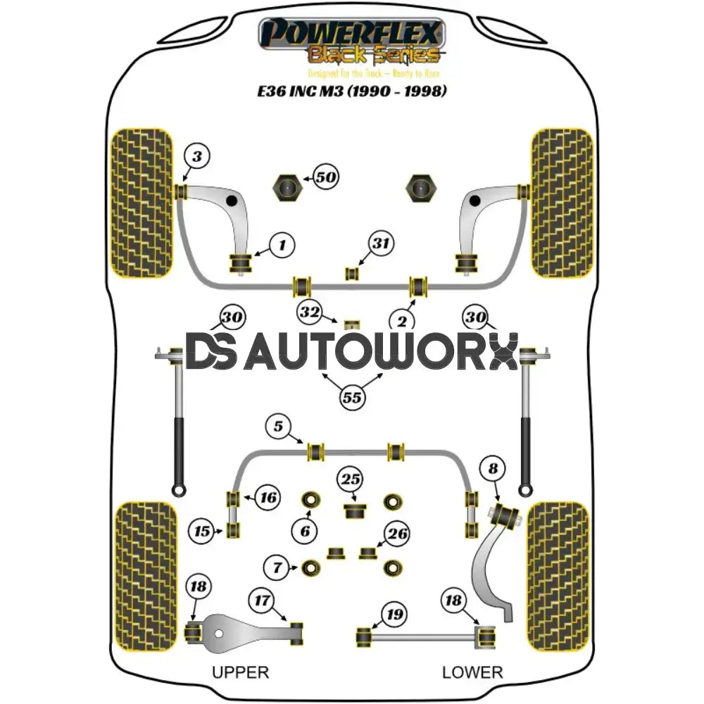 Powerflex Black Series Exhaust Mounting Bush Inc Bracket BMW 3 Series E36 Inc M3 90-98