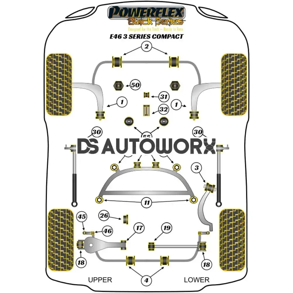 Powerflex Black Series Exhaust Mounting Bush Inc Bracket BMW 3 Series E46 Compact 99-06 Secondary image