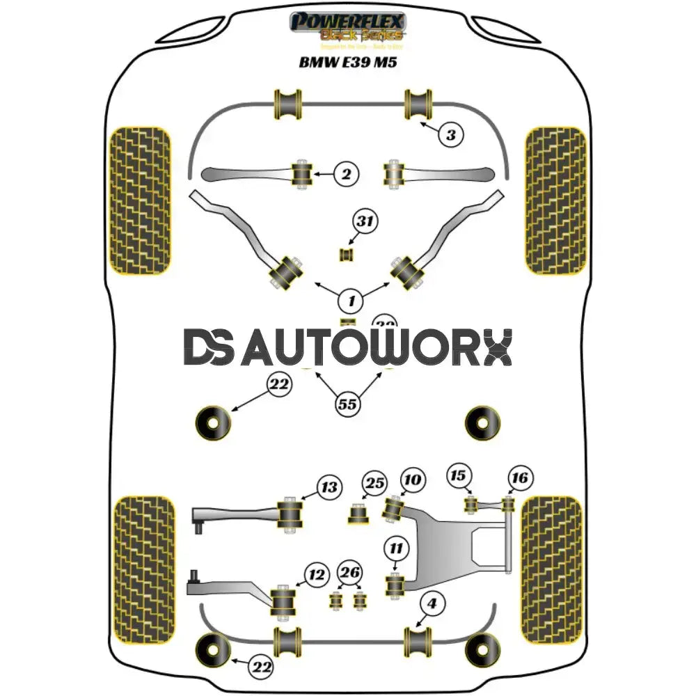 Powerflex Black Series Exhaust Mounting Bush Inc Bracket BMW 5 Series E39 M5 96-04