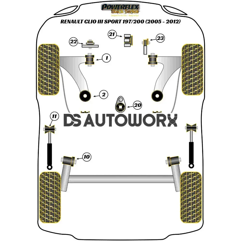 Powerflex Black Series Front Anti Roll Bar Bush 20mm Renault Clio III Inc Sport 197 200 05-12