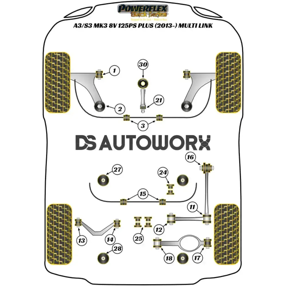 Powerflex Black Series Front Anti Roll Bar Bush 21.7mm Audi A3 S3 RS3 8V MK3 125PS plus Multi Link 13-20