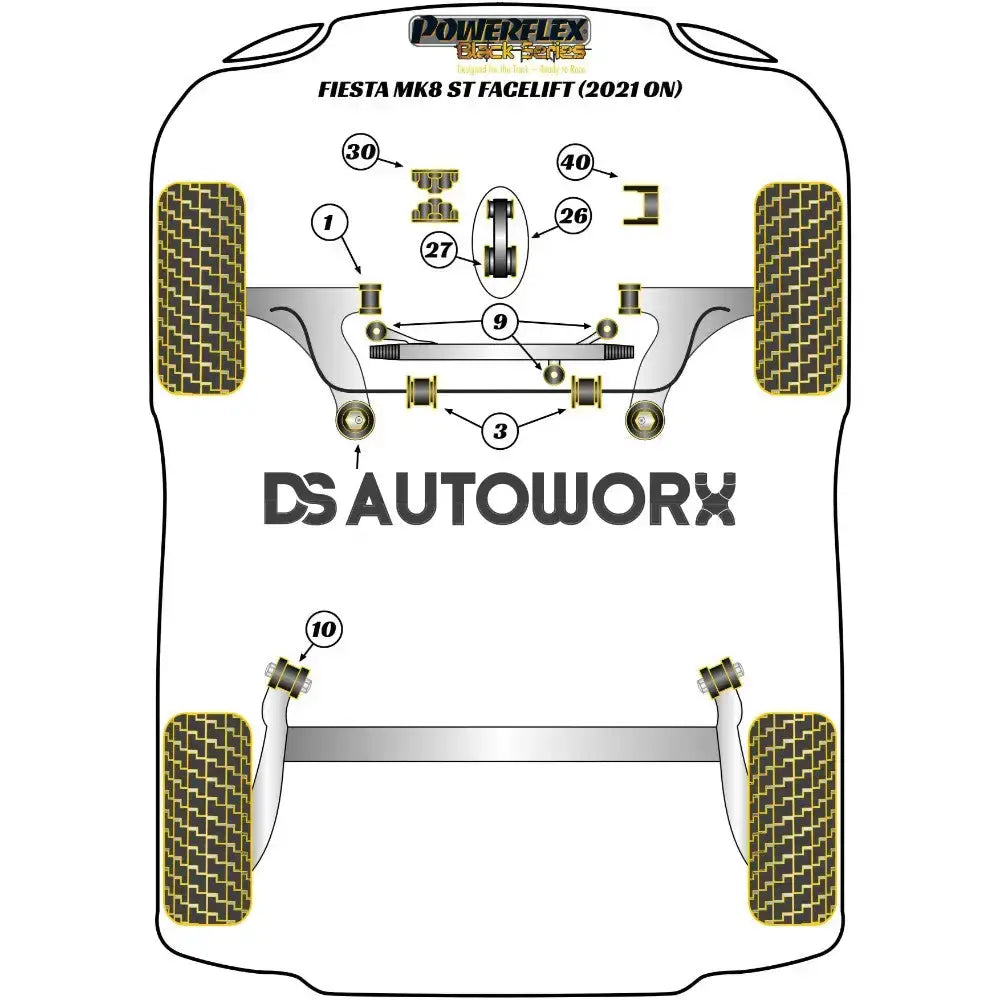 Powerflex Black Series Front Anti Roll Bar Bush 21mm Ford Fiesta MK8 8.5 Inc ST MK8.5 200 Facelift 21+