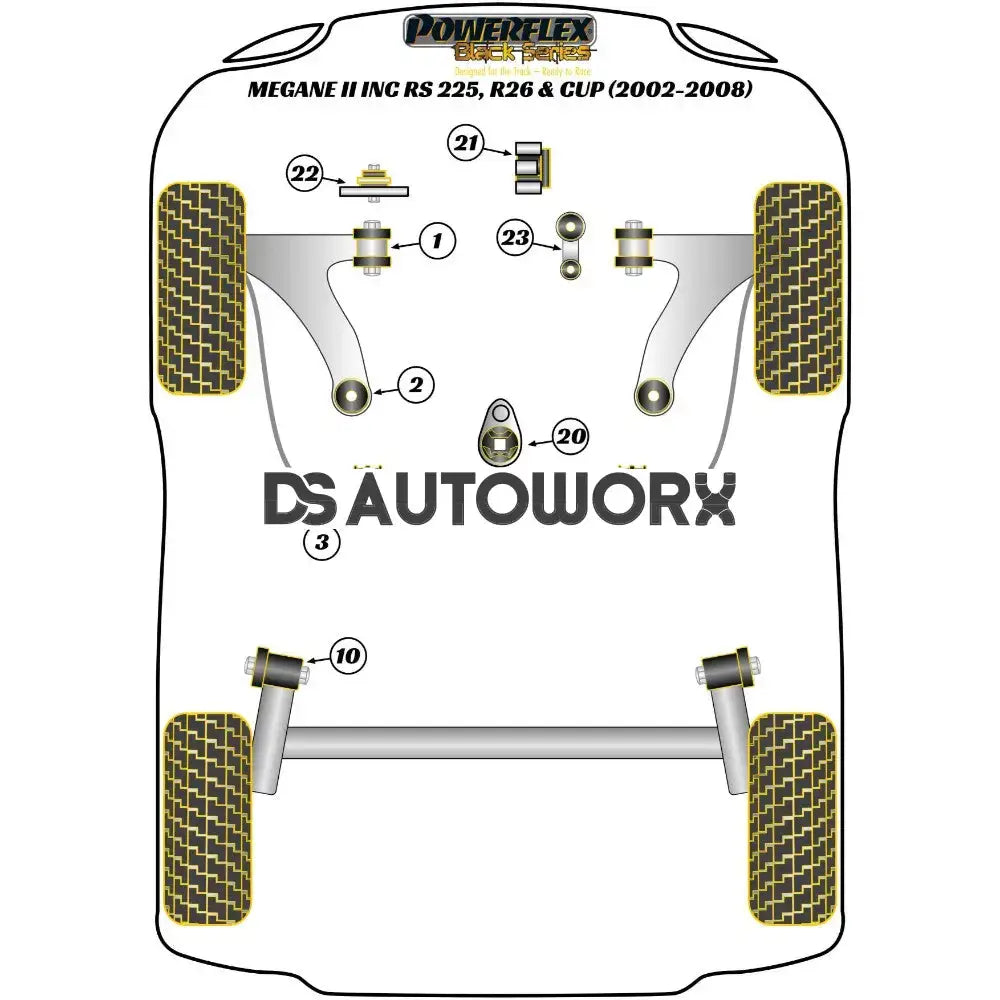 Powerflex Black Series Front Anti Roll Bar Bush 21mm Renault Megane II Inc RS 225 R26 and Cup 02-08 Secondary image