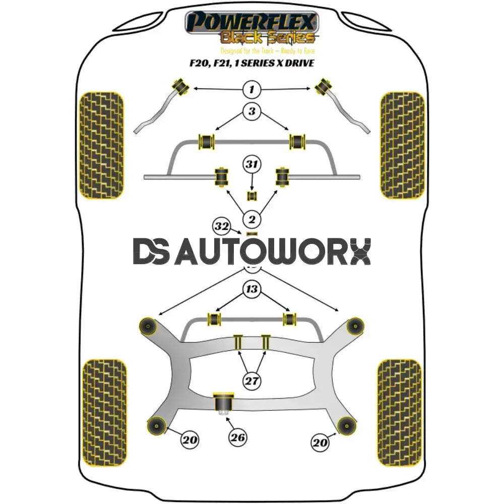Powerflex Black Series Front Anti Roll Bar Bush 22.5mm BMW 1 Series F20 F21 xDrive 11-19