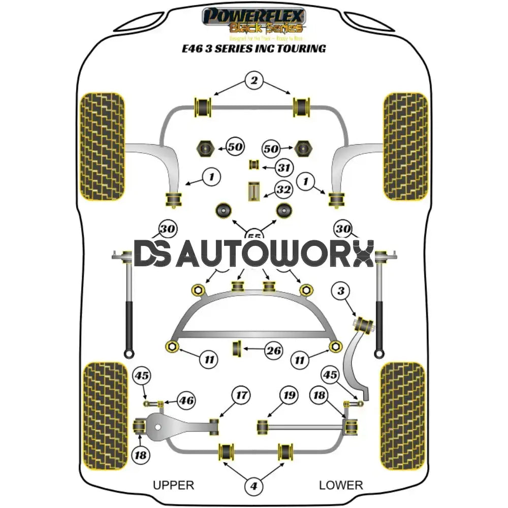 Powerflex Black Series Front Anti Roll Bar Bush 22.5mm BMW 3 Series E46 Sedan Touring Coupe Conv 99-06