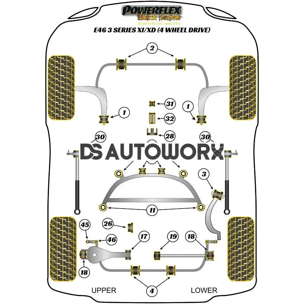 Powerflex Black Series Front Anti Roll Bar Bush 22.5mm BMW 3 Series E46 Xi XD 4wd 99-06 Secondary image