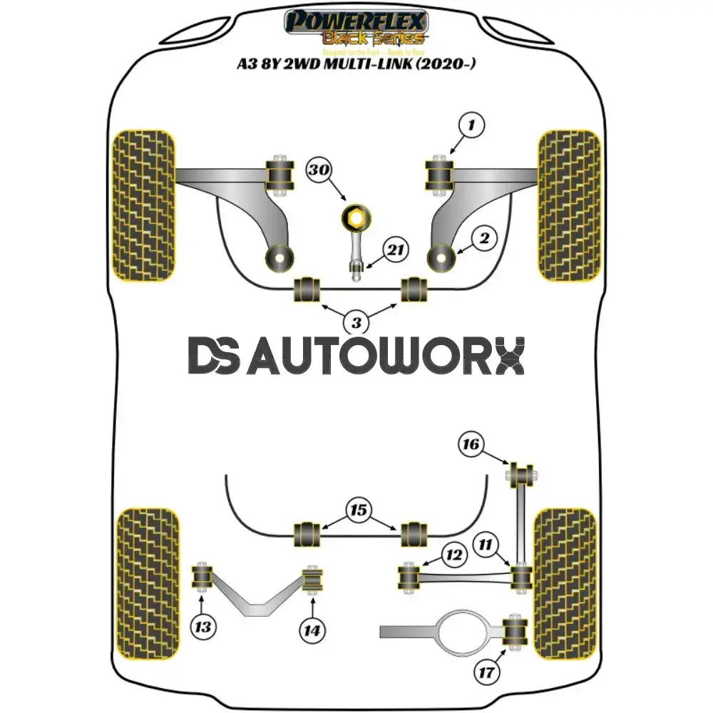 Powerflex Black Series Front Anti Roll Bar Bush 23.2mm Audi A3 S3 RS3 8Y MK4 FWD Multi-Link 20+ Secondary image