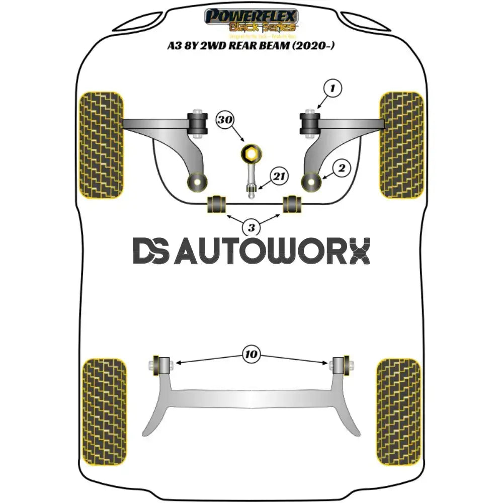 Powerflex Black Series Front Anti Roll Bar Bush 23.2mm Audi A3 S3 RS3 8Y MK4 FWD Rear Beam 20+