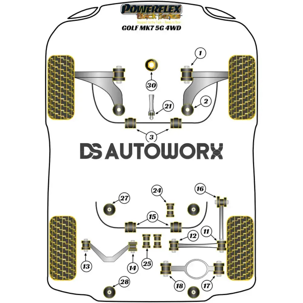 Powerflex Black Series Front Anti Roll Bar Bush 23.2mm Volkswagen Golf MK7 5G 4WD Inc R 12-19