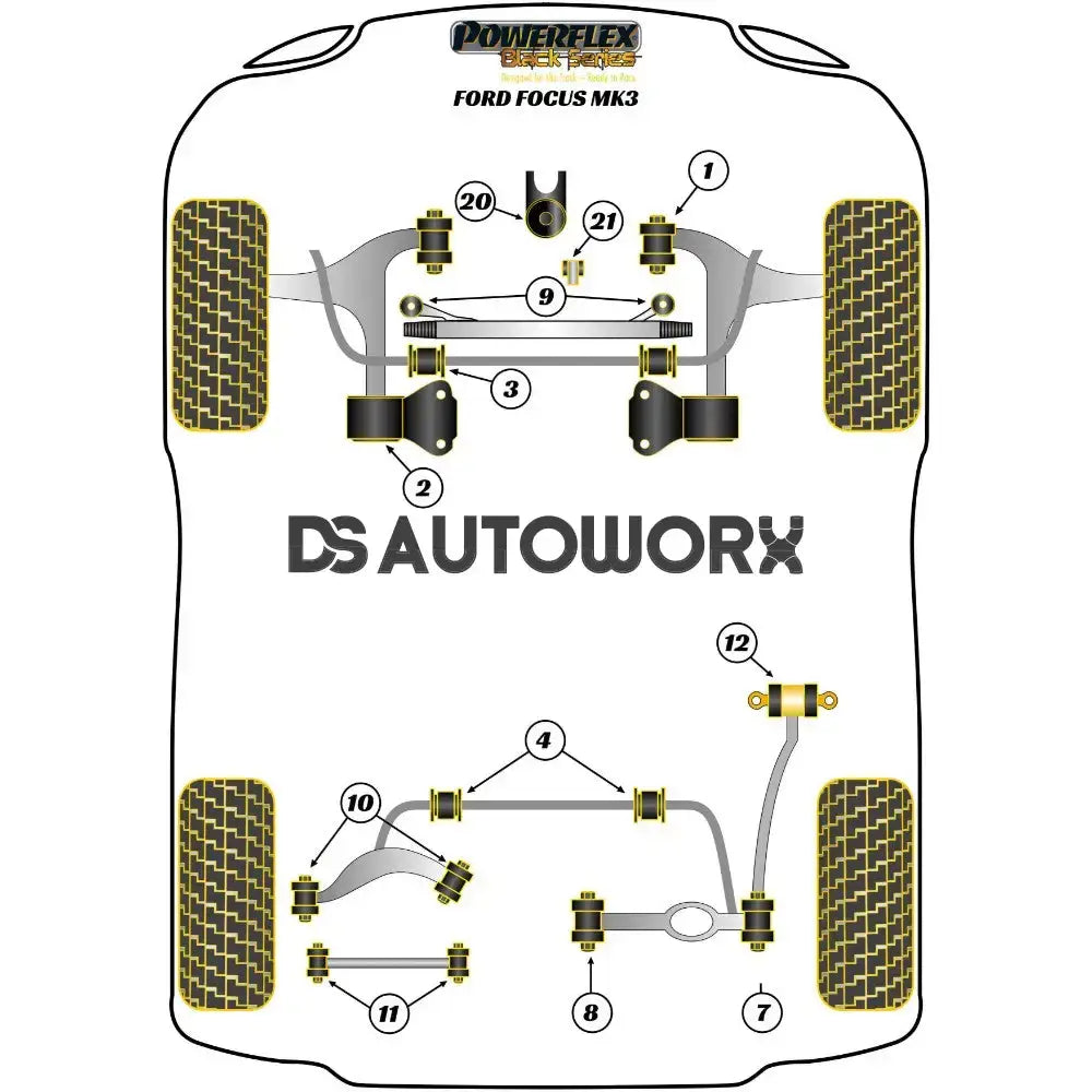Powerflex Black Series Front Anti Roll Bar To Chassis Bush 22mm Ford Focus Mk3 Inc ST Inc RS 11-18
