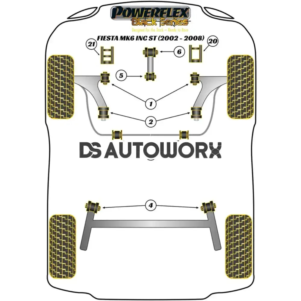 Powerflex Black Series Lower Engine Mount Large Bush 25mm Oval Bracket Ford Fiesta Mk6 Inc ST 02-08 Secondary image