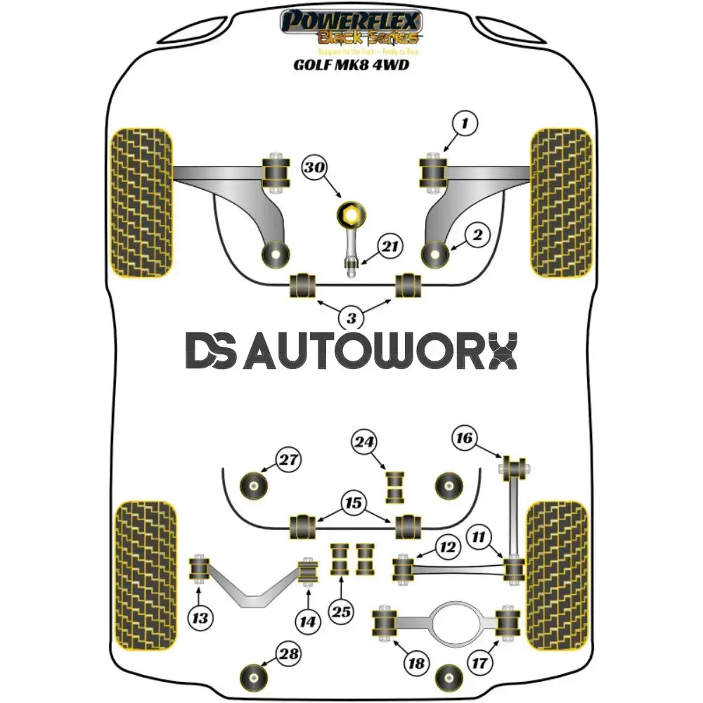 Powerflex Black Series Lower Torque Mount Small Bush Volkswagen Golf MK8 R 4WD 20 20+ - PFF3-1324BLK