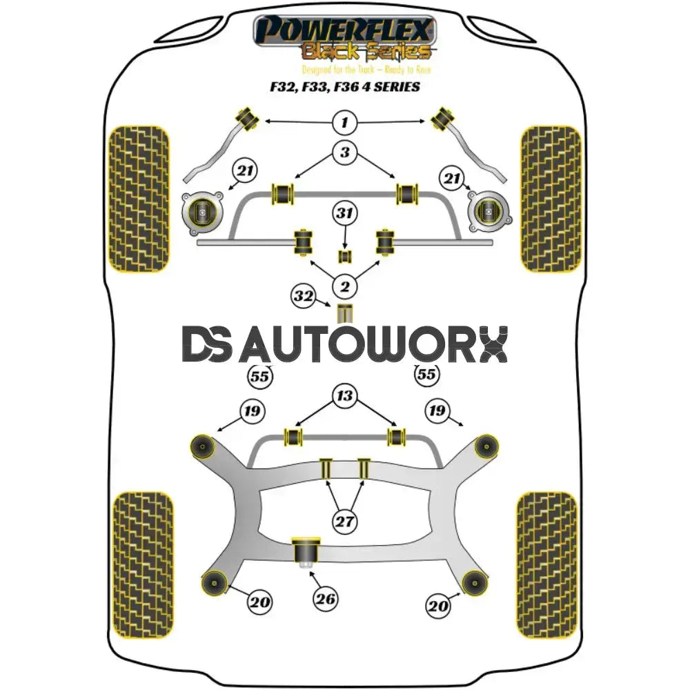 Powerflex Black Series Rear Diff Front Bush Insert BMW 4 Series F32 F33 F36 F82 F83 13 13+