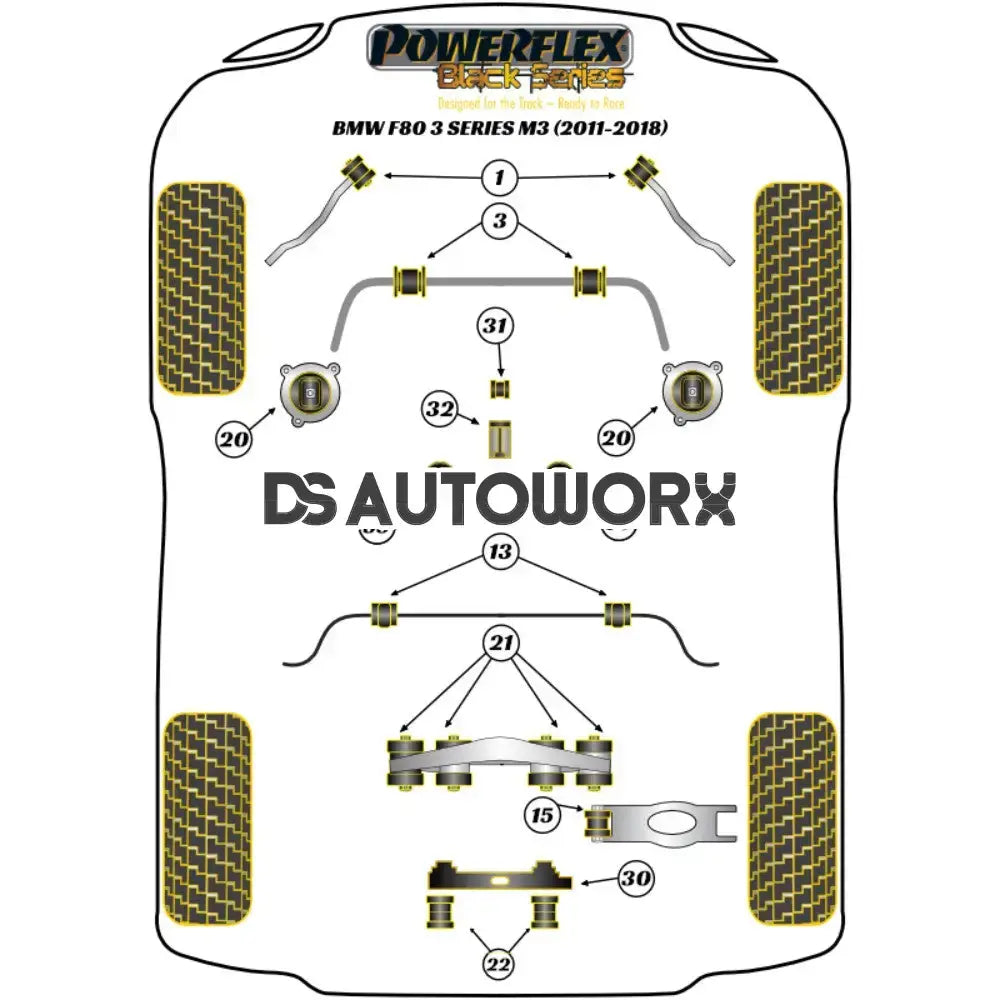 Powerflex Black Series Rear Diff Front Mounting Bush BMW 3 Series F30 F31 F34 F80 M3 11-18 Secondary image