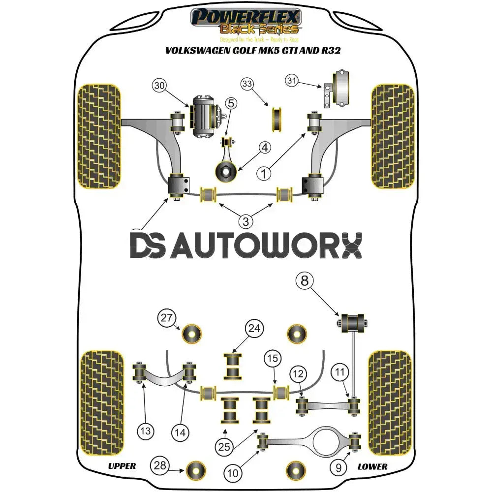 Powerflex Black Series Rear Diff Front Mounting Bush Volkswagen Golf MK5 GTI R32 03-09