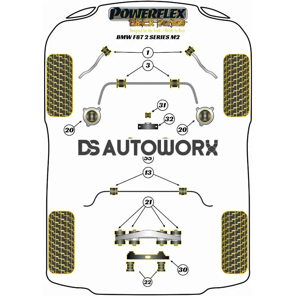 Powerflex Black Series Rear Diff Rear Mounting Bush BMW 2 Series F87 M2 Coupe 15+