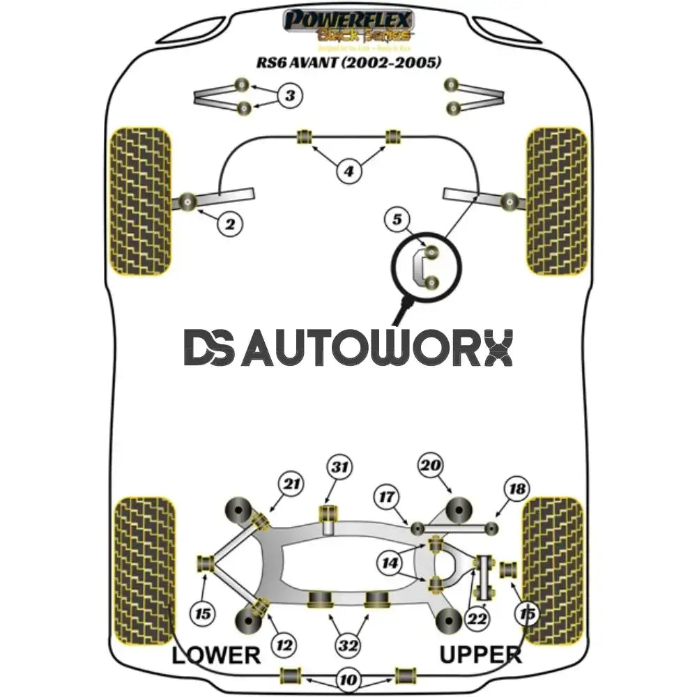 Powerflex Black Series Rear Lower Arm Rear Bush Audi A6 S6 RS6 C5 Avant 97-05