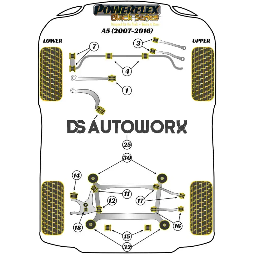 Powerflex Black Series Rear Subframe Front Bush Insert Audi A5 S5 RS5 07-16 - PFR3-731BLK Secondary image
