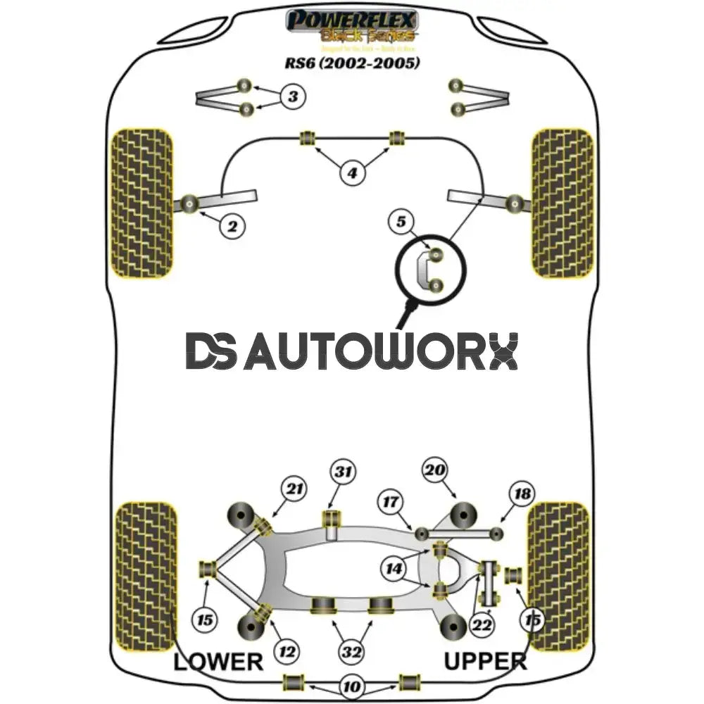 Powerflex Black Series Rear Tie Rod Inner Bush Audi A6 S6 RS6 C5 97-05 Secondary image