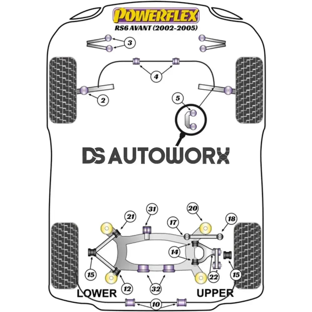 Powerflex Road Series Front Anti Roll Bar Bush 24mm Audi A6 S6 RS6 C5 Avant 97-05 Secondary image