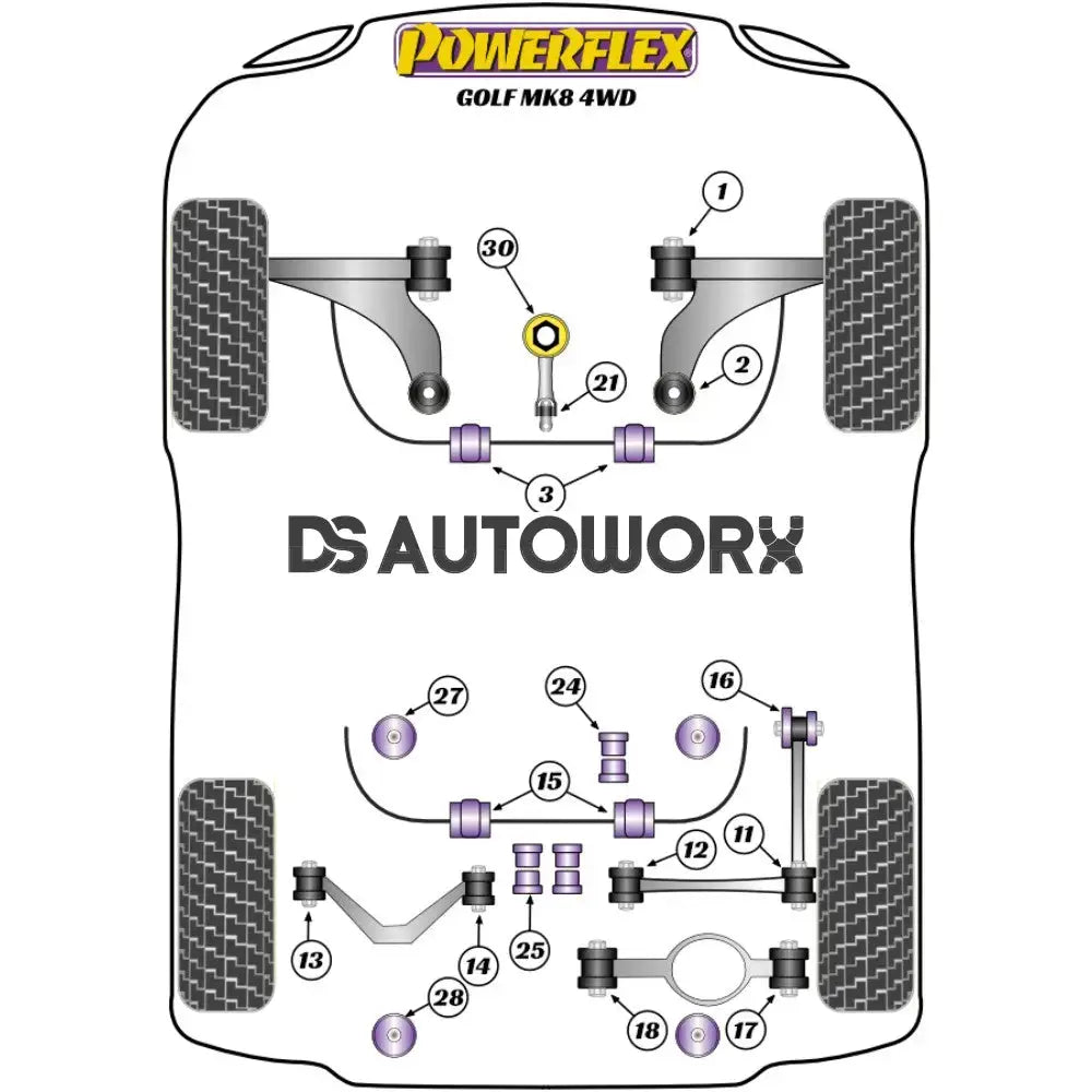 Powerflex Road Series Front Lower Engine Mount Hybrid Bush Large Road Volkswagen Golf MK8 R 4WD 20 20+