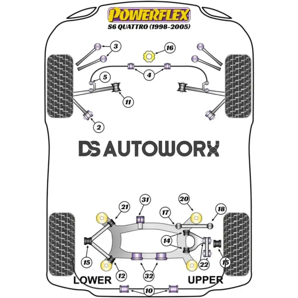 Powerflex Road Series Front Upper Control Arm Bush Camber Adj Audi A6 S6 RS6 C5 Quattro 97-05 Secondary image