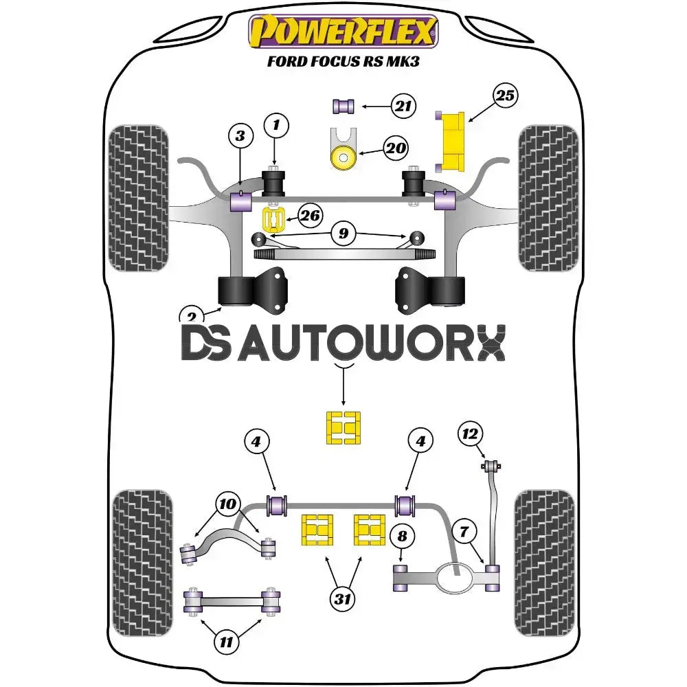 Powerflex Road Series Rear Diff Rear Mounting Bush Insert Ford Focus Mk3 Inc ST Inc RS 11-18