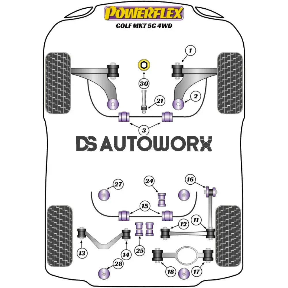 Powerflex Road Series Rear Diff Rear Mounting Bush Volkswagen Golf MK7 5G 4WD Inc R 12-19 Secondary image