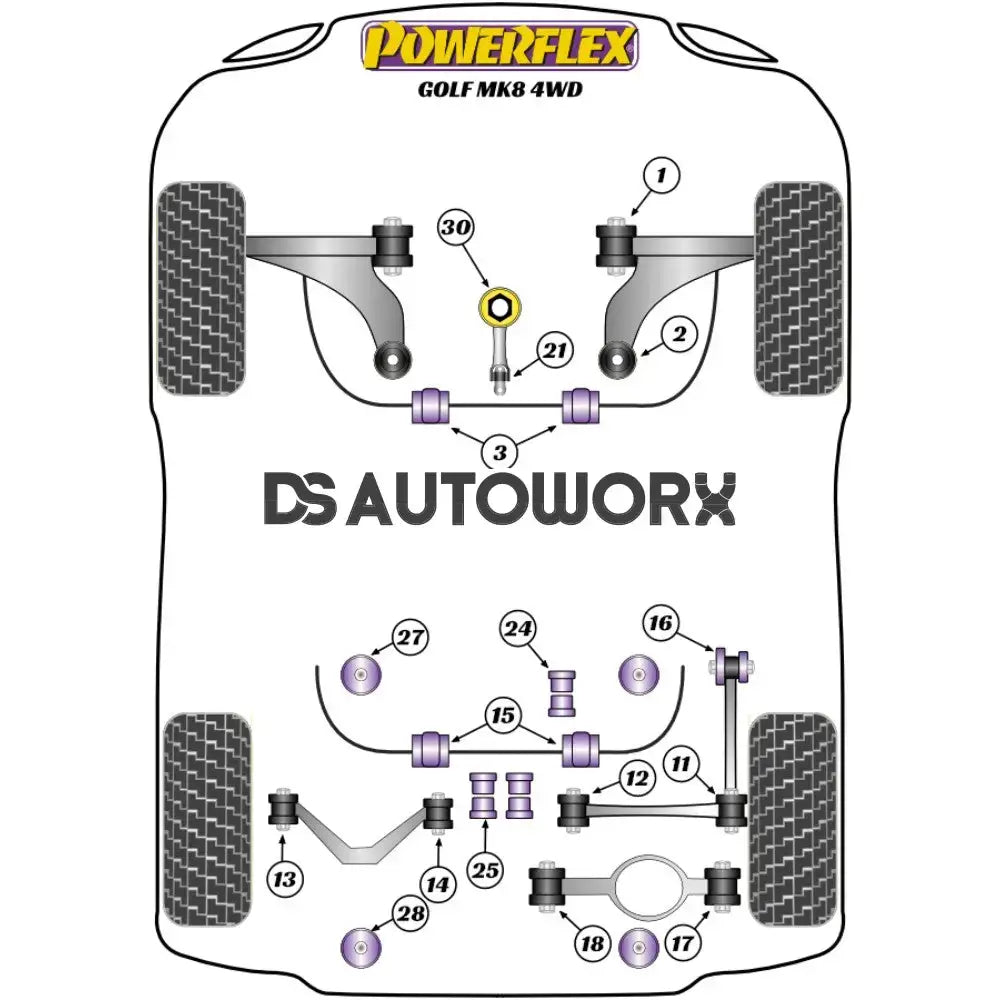 Powerflex Road Series Rear Lower Arm Outer Bush Volkswagen Golf MK8 R 4WD 20 20+