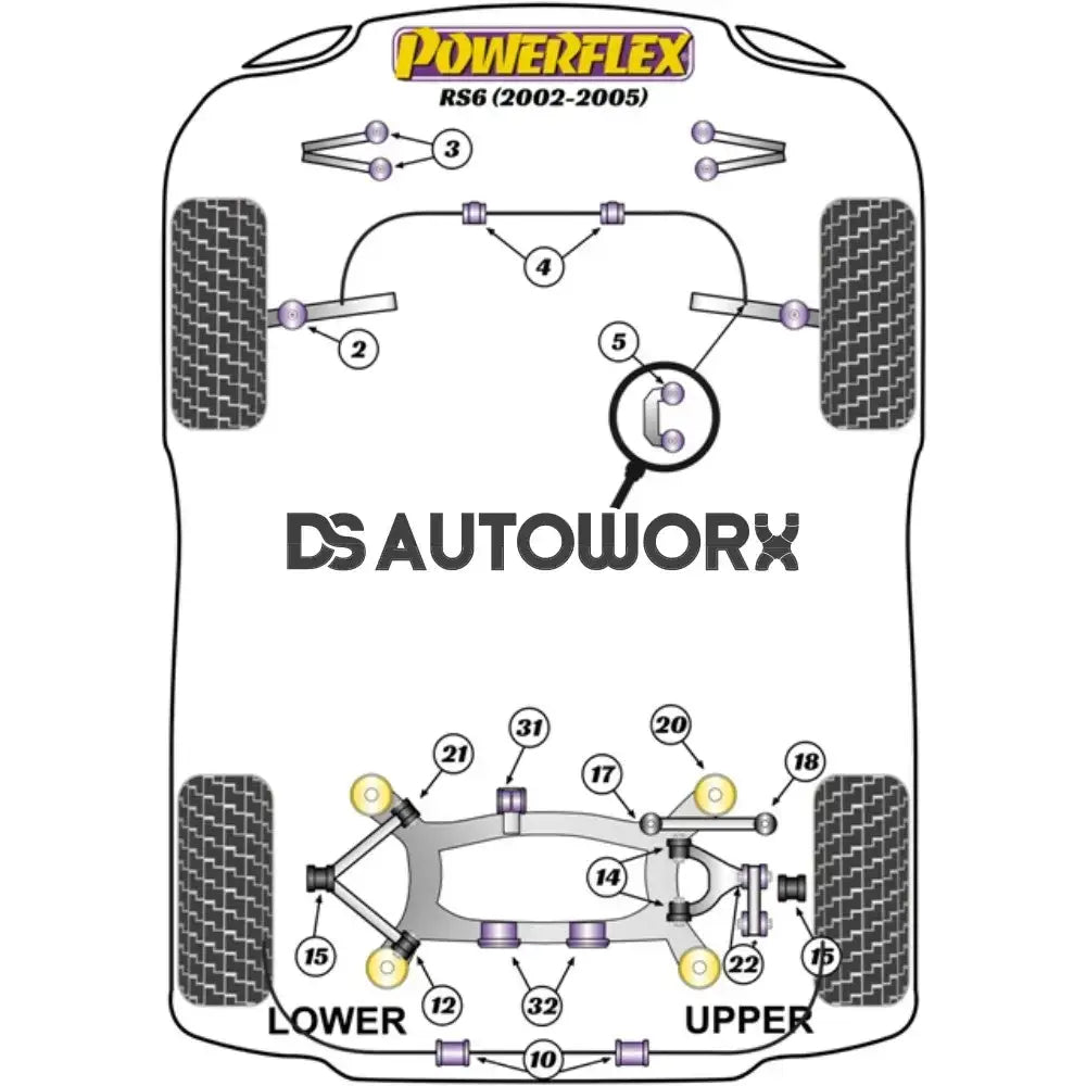 Powerflex Road Series Rear Upper Arm Bush Audi A6 S6 RS6 C5 97-05